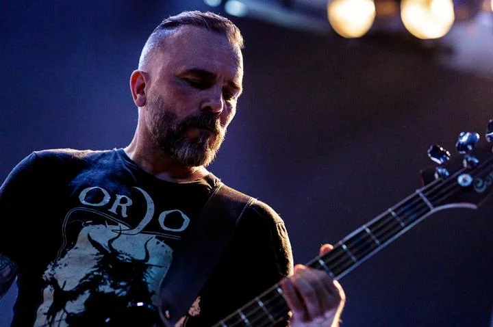 Doomherre band on stage, Swedish doom metal trio